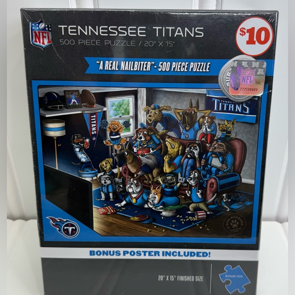 Tennessee Titans‎ NFL 500 Piece Puzzle “A Real Nailbiter” 20x15 Bonus Poster NEW